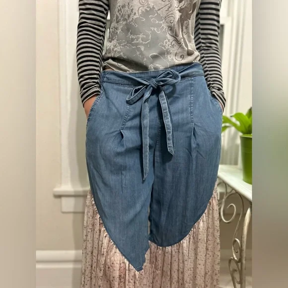 Gemma + Jane Jeans Wide Leg Flared Chiffon Bohemian Cottagecore 60s 70s Sz Small - Picture 4 of 7